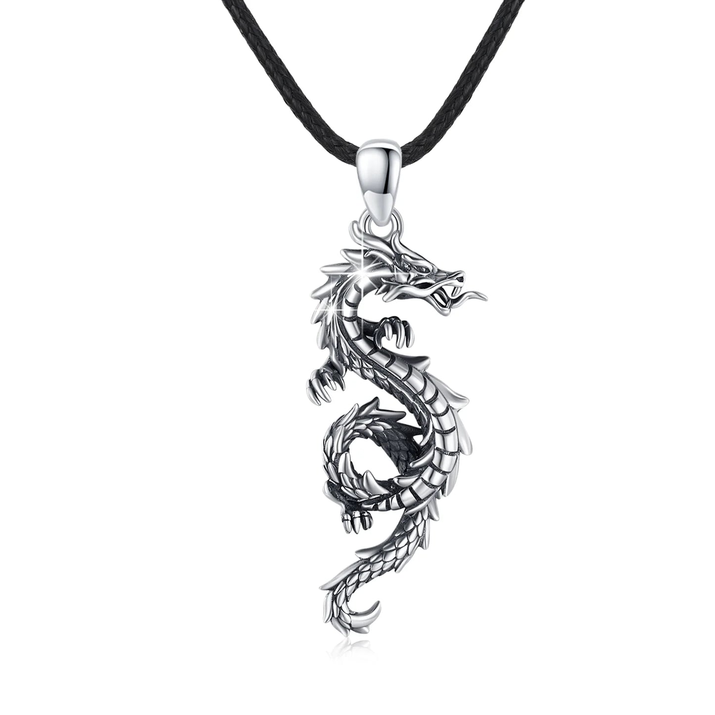 Dragon Necklace for Men 925 Sterling Silver Pendant Necklaces for Boys Son Jewelry Birthday Gift